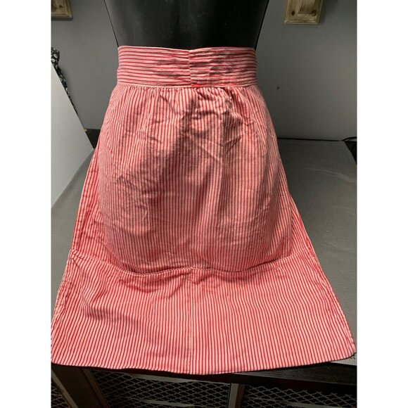 Vintage Red & White Striped Handmade Apron with Tie Closure - Picture 1 of 7